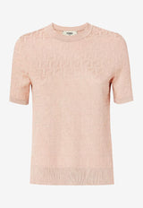 Fendi FF Jacquard Ribbed Knit Top Pink FZXD57AUZRF1SAU_PINK SALT-25_29852031