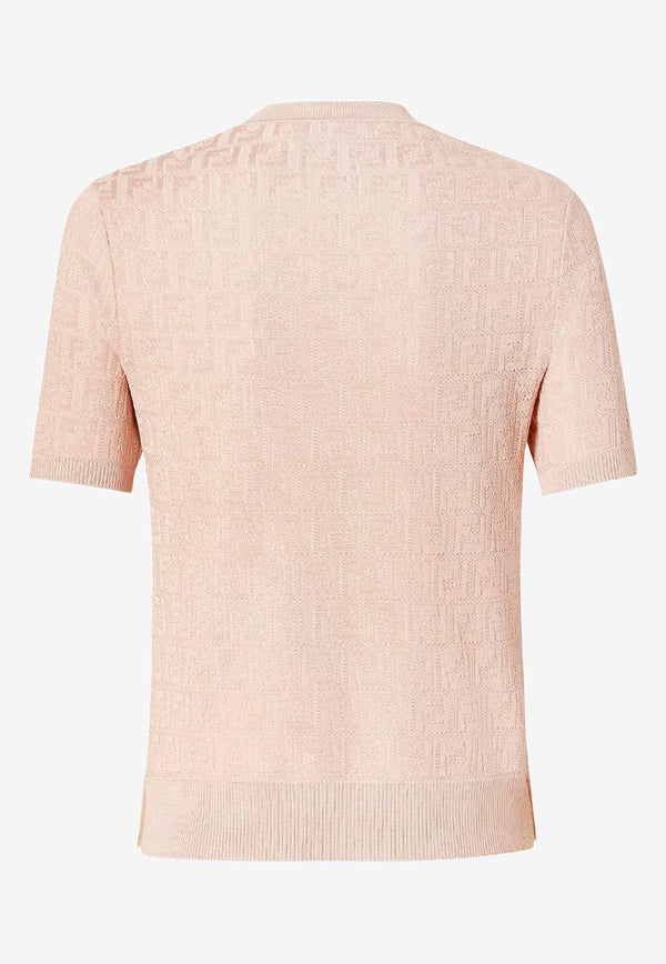 Fendi FF Jacquard Ribbed Knit Top Pink FZXD57AUZRF1SAU_PINK SALT-25_29852031