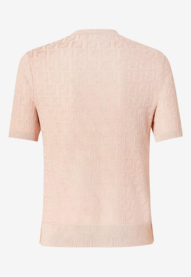 Fendi FF Jacquard Ribbed Knit Top Pink FZXD57AUZRF1SAU_PINK SALT-25_29852031