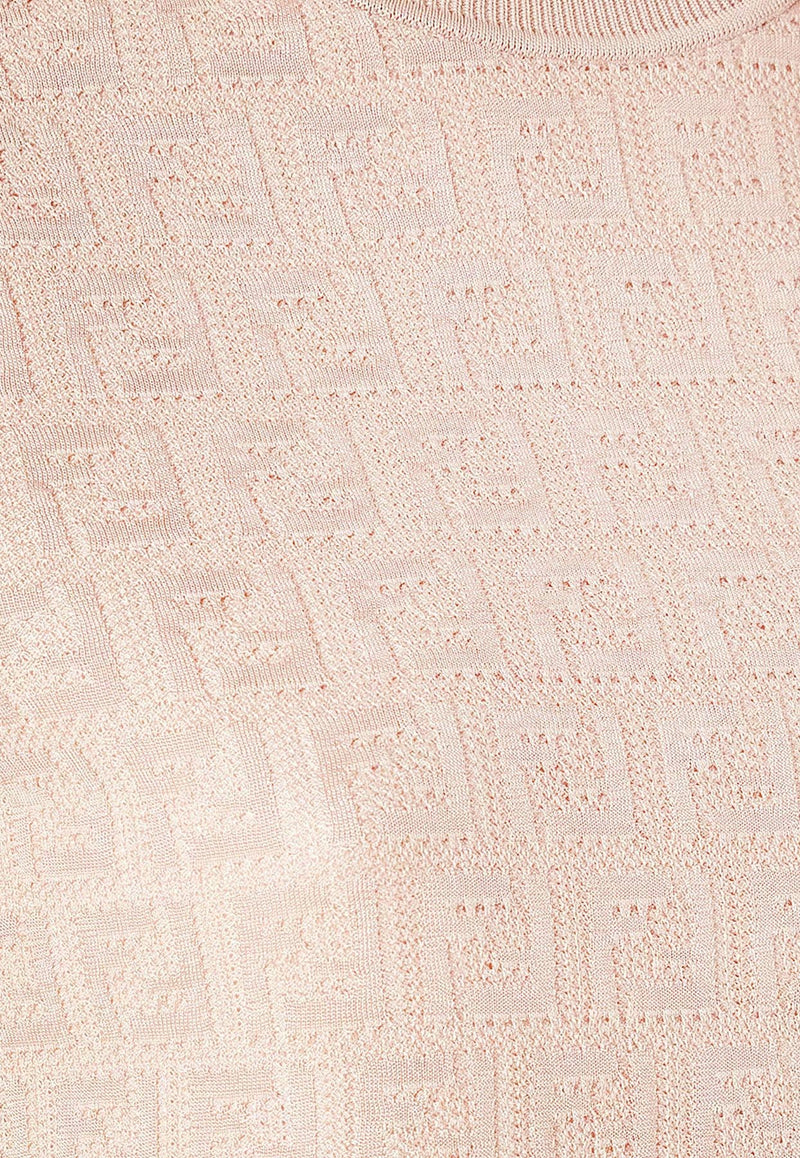Fendi FF Jacquard Ribbed Knit Top Pink FZXD57AUZRF1SAU_PINK SALT-25_29852031