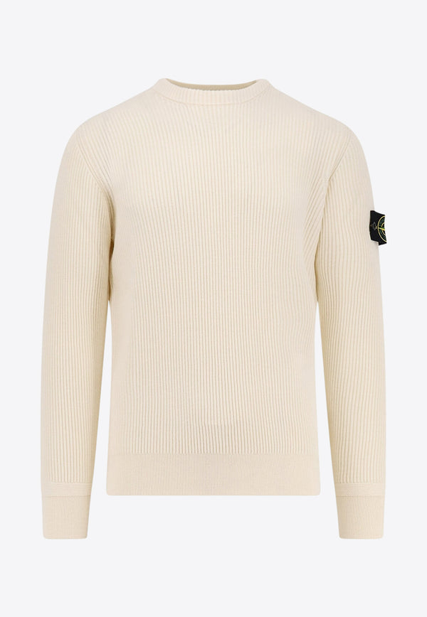 Stone Island Logo Patch Ribbed Sweater Cream K2S155100053S00C2V0093_White_29840324
