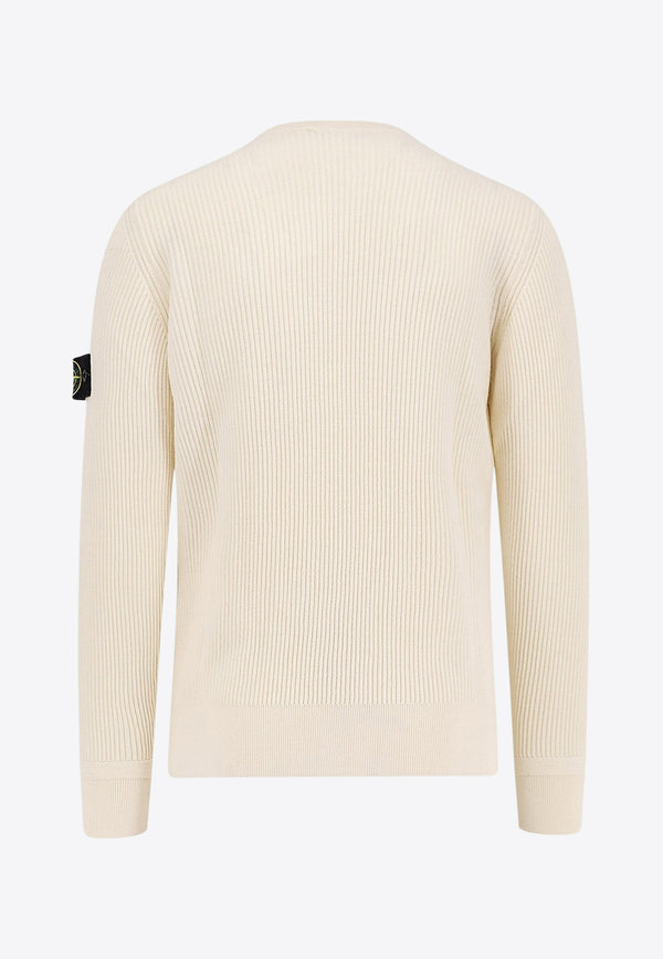 Stone Island Logo Patch Ribbed Sweater Cream K2S155100053S00C2V0093_White_29840324