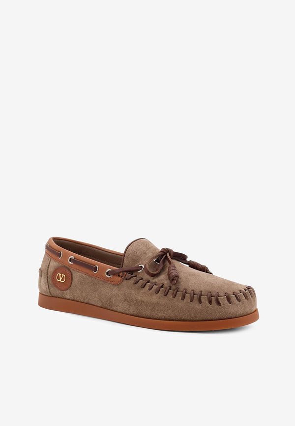 Valentino Palm Avenue Suede and Leather Loafers Brown 7Y2S0K85BTLAMV_DARK KHAKI/TOBACCO/BARK BROWN_29841874