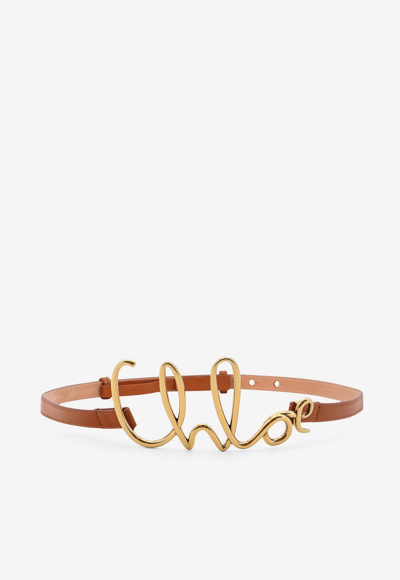 Chloé Iconic Logo Leather Belt Brown CHC24AC066SFB26M_Clay Brown_29840175