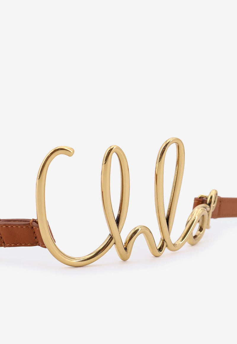 Chloé Iconic Logo Leather Belt Brown CHC24AC066SFB26M_Clay Brown_29840175