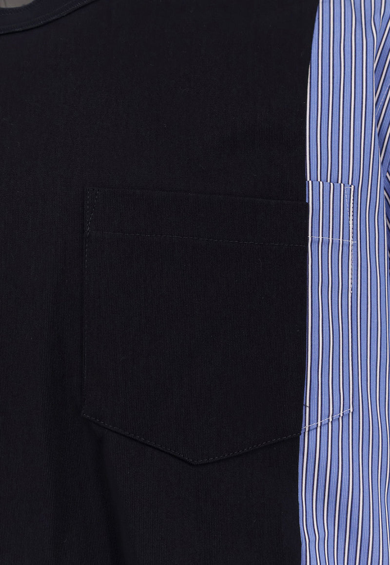 Sacai Paneled Crewneck T-shirt Navy 2503783M239_NAVY BLUE STRIPE_29842164
