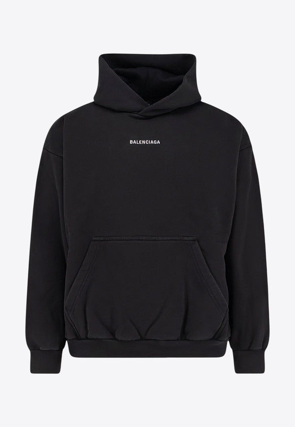 Balenciaga Logo Print Hooded Sweatshirt Black 767877TRVJ31569_FADED BLACK/WHITE_29846522
