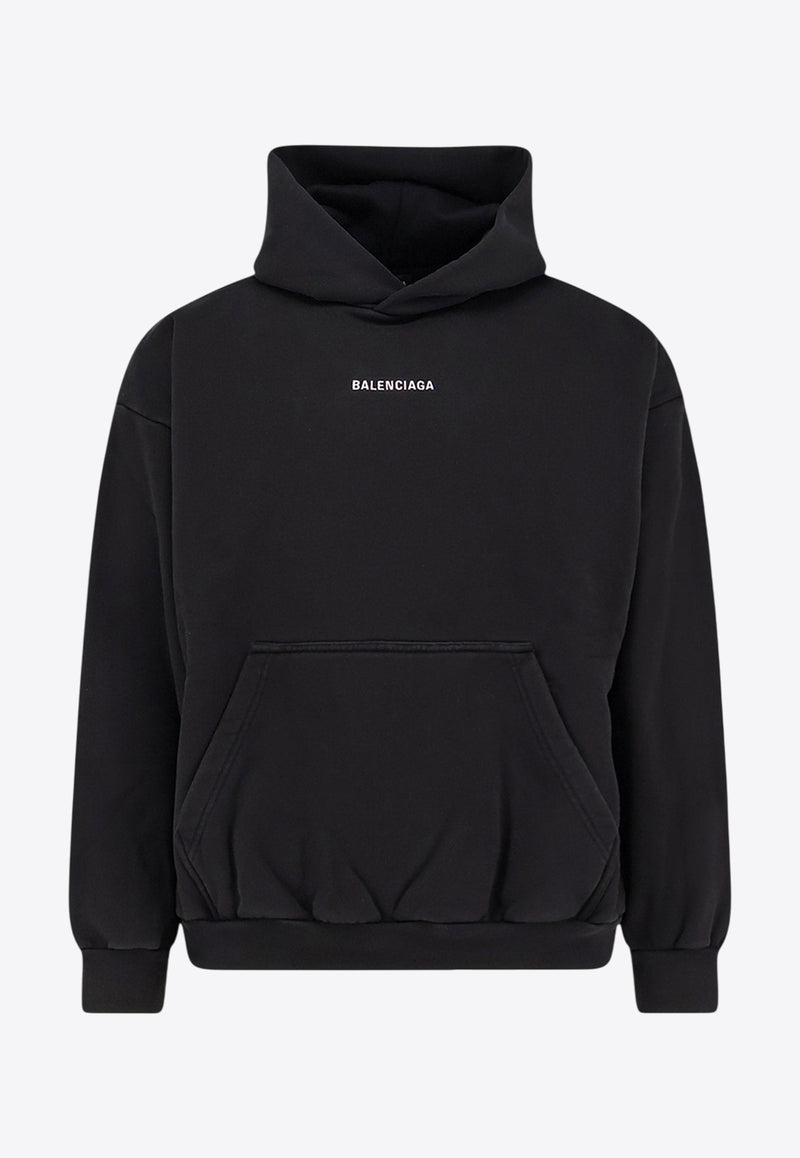 Balenciaga Logo Print Hooded Sweatshirt Black 767877TRVJ31569_FADED BLACK/WHITE_29846522