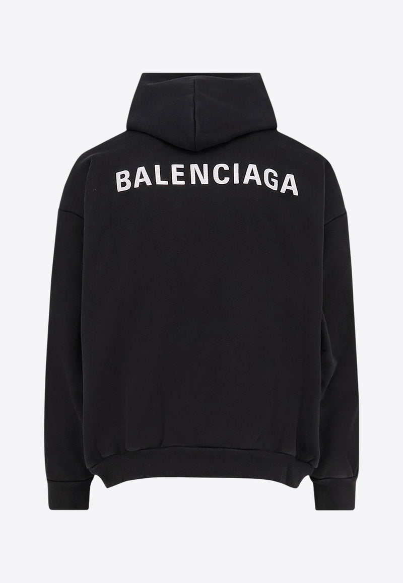Balenciaga Logo Print Hooded Sweatshirt Black 767877TRVJ31569_FADED BLACK/WHITE_29846522