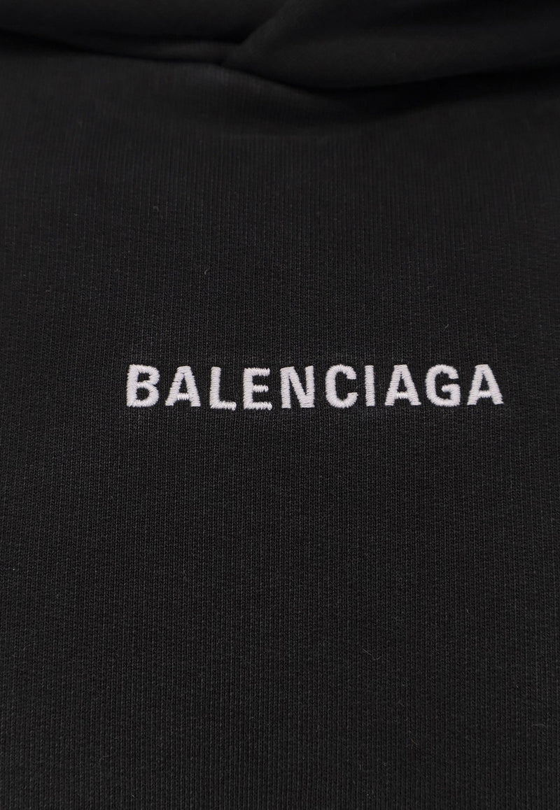Balenciaga Logo Print Hooded Sweatshirt Black 767877TRVJ31569_FADED BLACK/WHITE_29846522