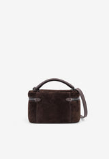 Brunello Cucinelli Suede Shoulder Bag with Padlock Brown MBDLD2629C7284_Corvino_29845009