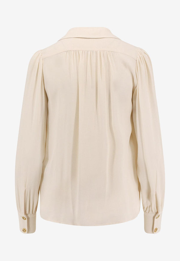 Elisabetta Franchi V-neck Chain-Embellished Shirt Cream CA12356E2DZ9_Milk_29842726