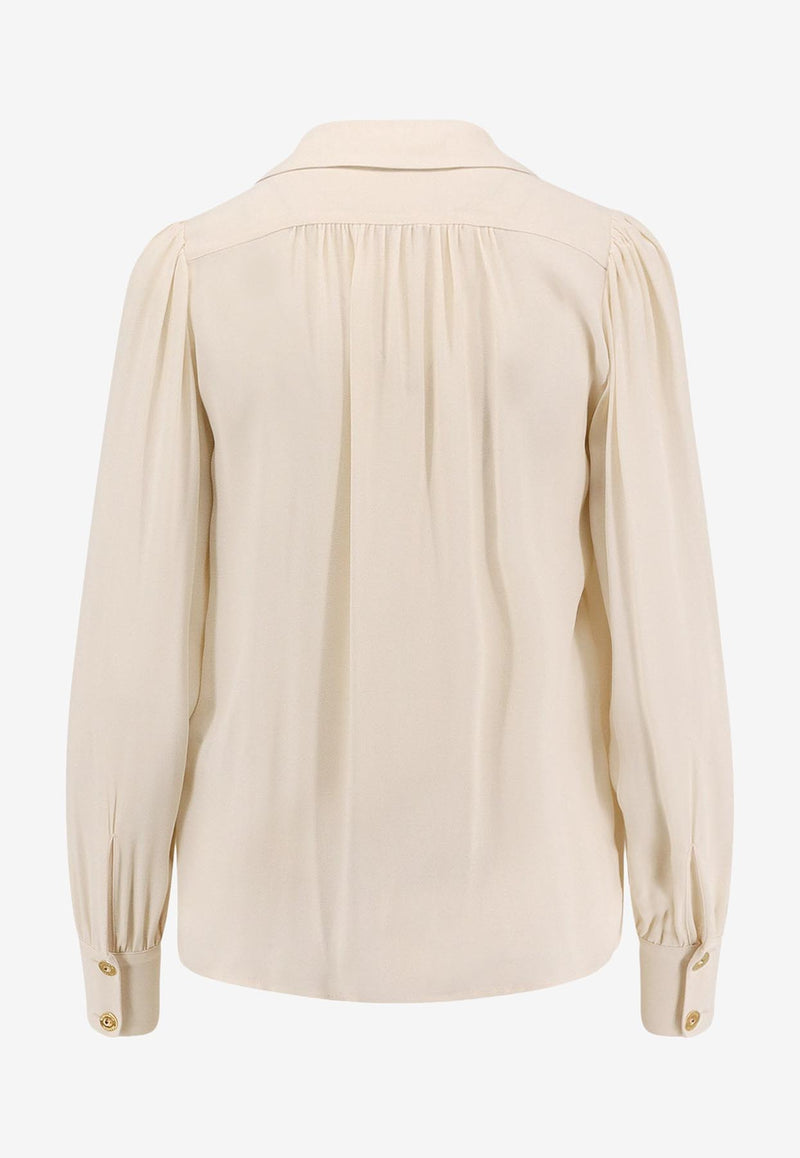 Elisabetta Franchi V-neck Chain-Embellished Shirt Cream CA12356E2DZ9_Milk_29842726