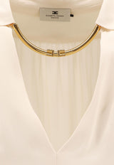 Elisabetta Franchi V-neck Chain-Embellished Shirt Cream CA12356E2DZ9_Milk_29842726