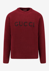 Gucci Logo Embossed Crewneck Sweater Maroon 833499XKEYJ6005_ROSSO ANCORA/BROWN_29853494