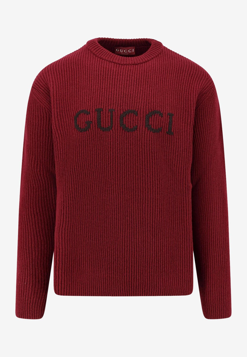 Gucci Logo Embossed Crewneck Sweater Maroon 833499XKEYJ6005_ROSSO ANCORA/BROWN_29853494