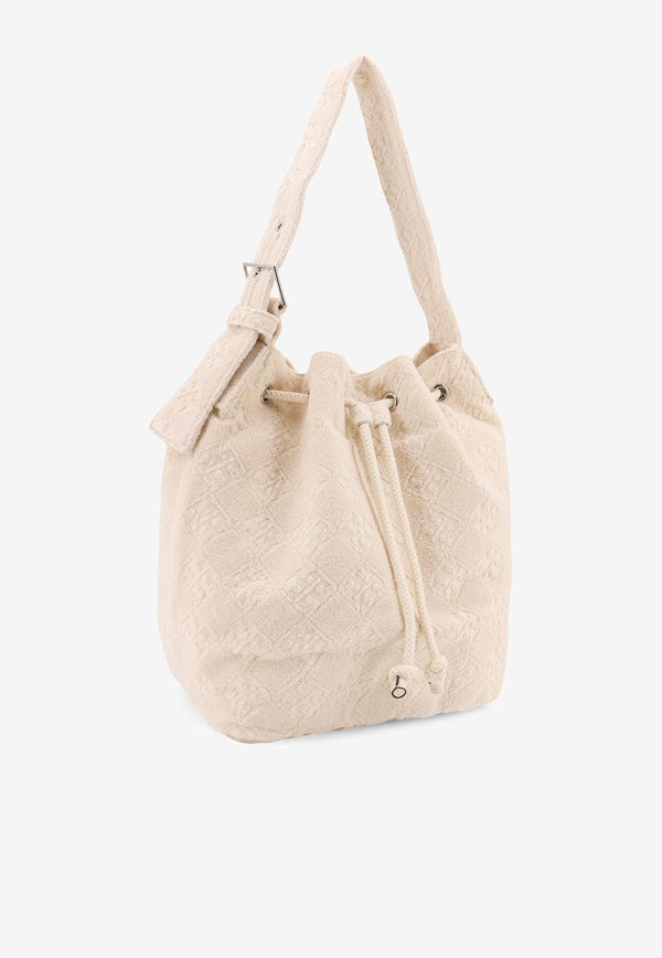 Tory Burch Large T Monogram Terry Canvas Bucket Bag Pearl 169128100_New ivory_29847374