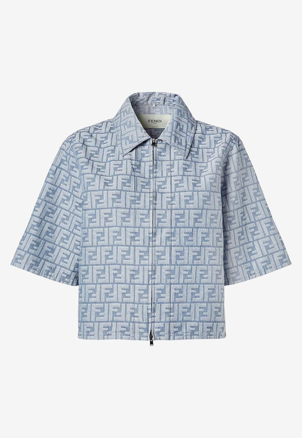 Fendi FF Monogram Cropped Jacket Blue FLF790ASMFF1SAT_OCEAN-25_29854100