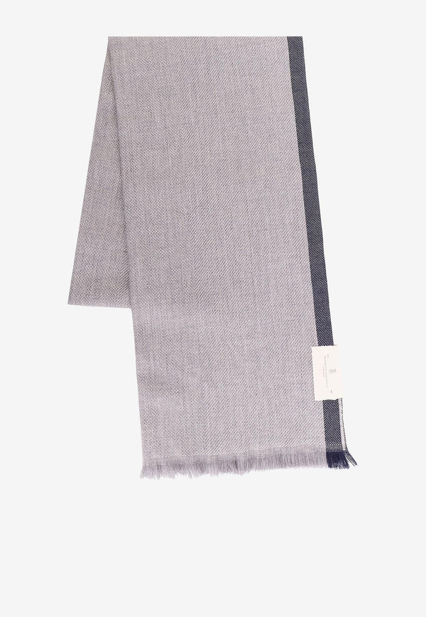 Brunello Cucinelli Cashmere and Wool Scarf with Label Gray MSC665ORCH028_GRIGIO PERLA/MARINA/TORTORA_30004990