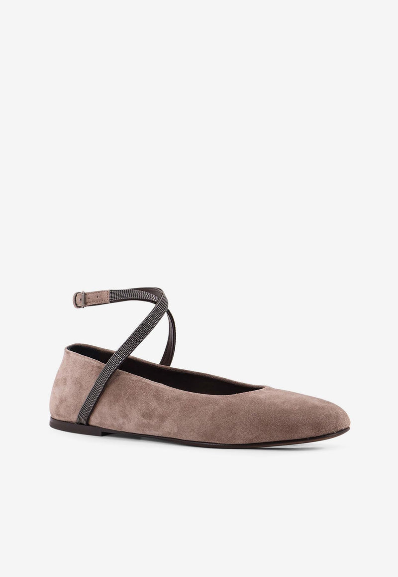 Brunello Cucinelli Monili Suede Ballet Flats Beige MZSFC3060C2659_VIGOGNA_29842565