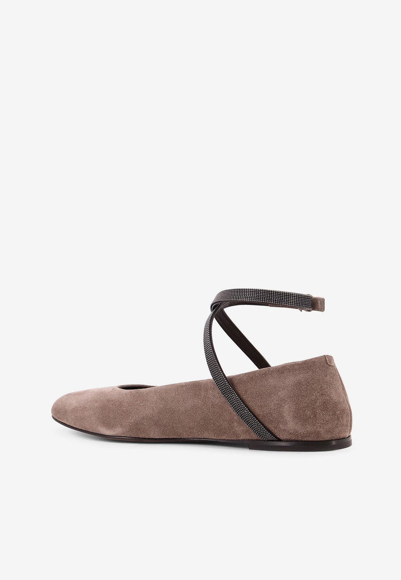Brunello Cucinelli Monili Suede Ballet Flats Beige MZSFC3060C2659_VIGOGNA_29842565