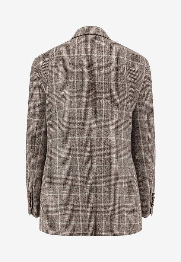 Brunello Cucinelli Prince of Wales Double-Breasted Blazer Brown MV4037053C011_Brown_29842336