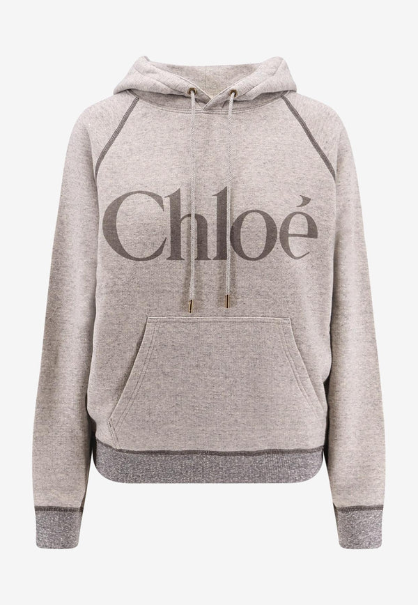 Chloé Logo Print Oversized Hoodie Gray CH25AJH10179060_Vapor Grey_29845521
