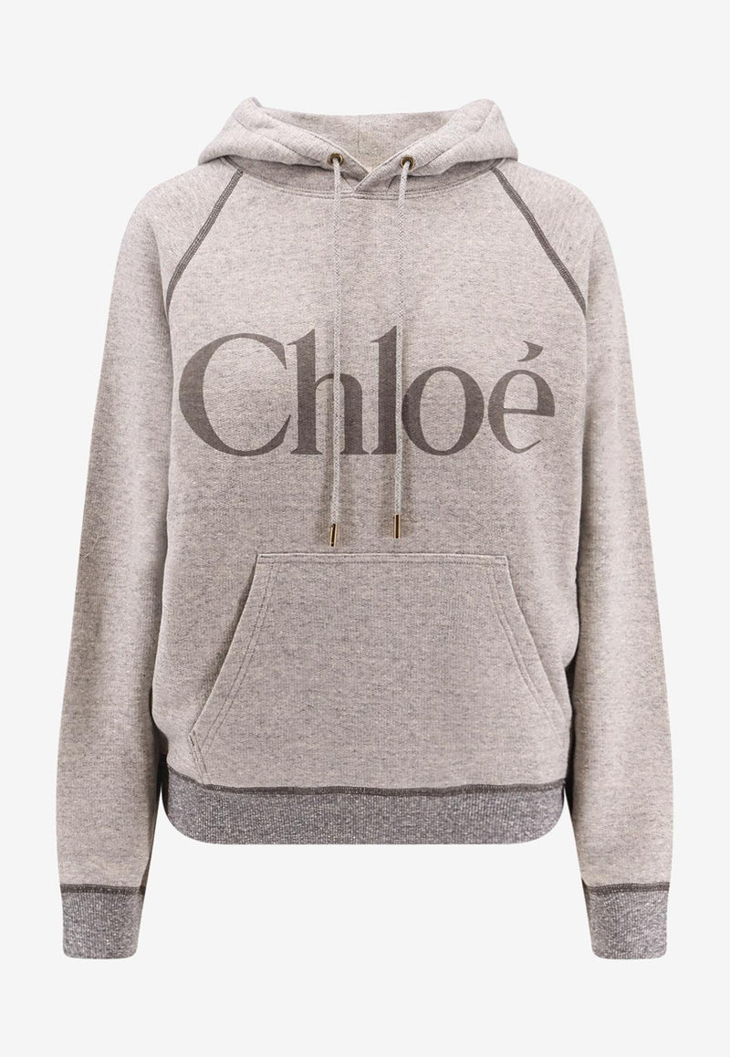 Chloé Logo Print Oversized Hoodie Gray CH25AJH10179060_Vapor Grey_29845521