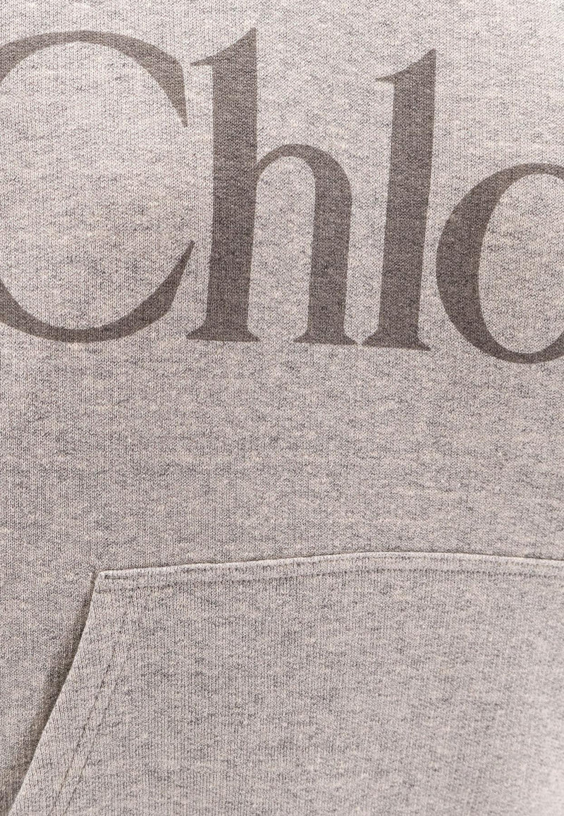 Chloé Logo Print Oversized Hoodie Gray CH25AJH10179060_Vapor Grey_29845521