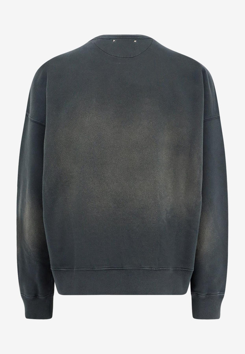 Golden Goose DB Distressed-Effect Crewneck Sweatshirt Black GUP01938P00214690498_BLEACHED WASHED BLACK_29857051