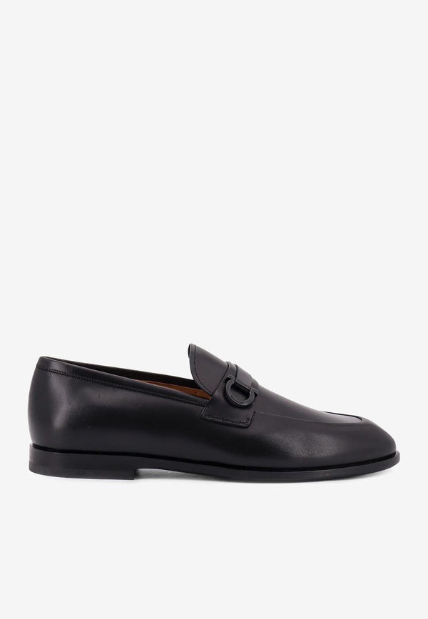 Ferragamo Florio Gancini Leather Loafers Black 021688765785NERO_Black_29842333