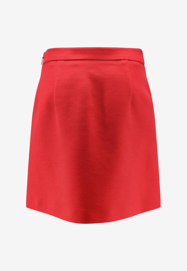 Valentino Couture Mini Skirt with Heart-Jewel Buttons Red 7B3RACM21CFR9M_PARIS_29838976