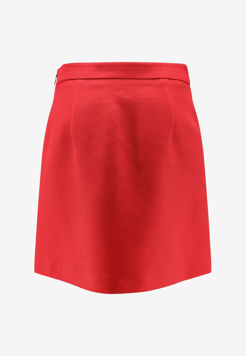 Valentino Couture Mini Skirt with Heart-Jewel Buttons Red 7B3RACM21CFR9M_PARIS_29838976