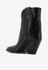 Isabel Marant Leyane 80 Stitched Leather Ankle Boots Black BO0004FAA1A04S01BK_Black_29842202