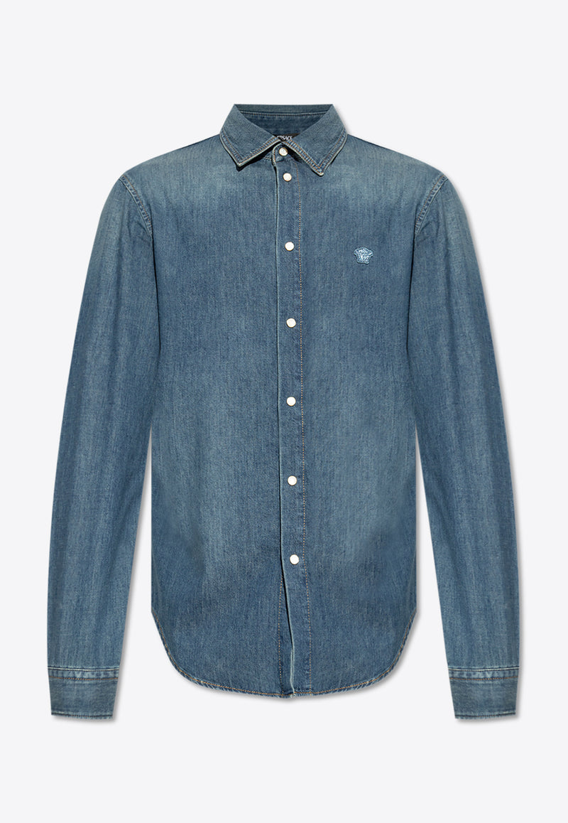 Versace Medusa-Patch Denim Shirt 1020701 1A15022 1D030