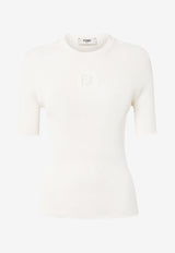 Fendi Silk-Blend Ribbed Knit Top White FZXD61AUI4F08QQ_Beige_29850991