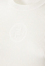 Fendi Silk-Blend Ribbed Knit Top White FZXD61AUI4F08QQ_Beige_29850991