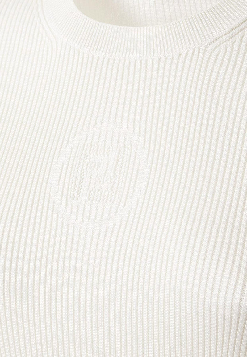 Fendi Silk-Blend Ribbed Knit Top White FZXD61AUI4F08QQ_Beige_29850991