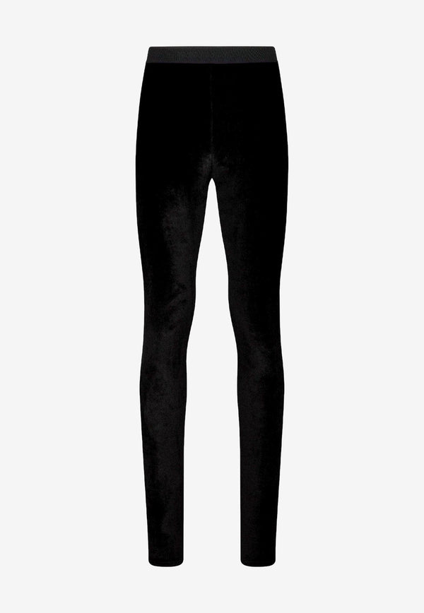 Tom Ford Logo-Waistband Velvet Leggings Black PAJ121JEX065LB999_Black_29841711