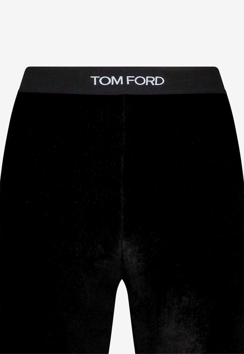 Tom Ford Logo-Waistband Velvet Leggings Black PAJ121JEX065LB999_Black_29841711