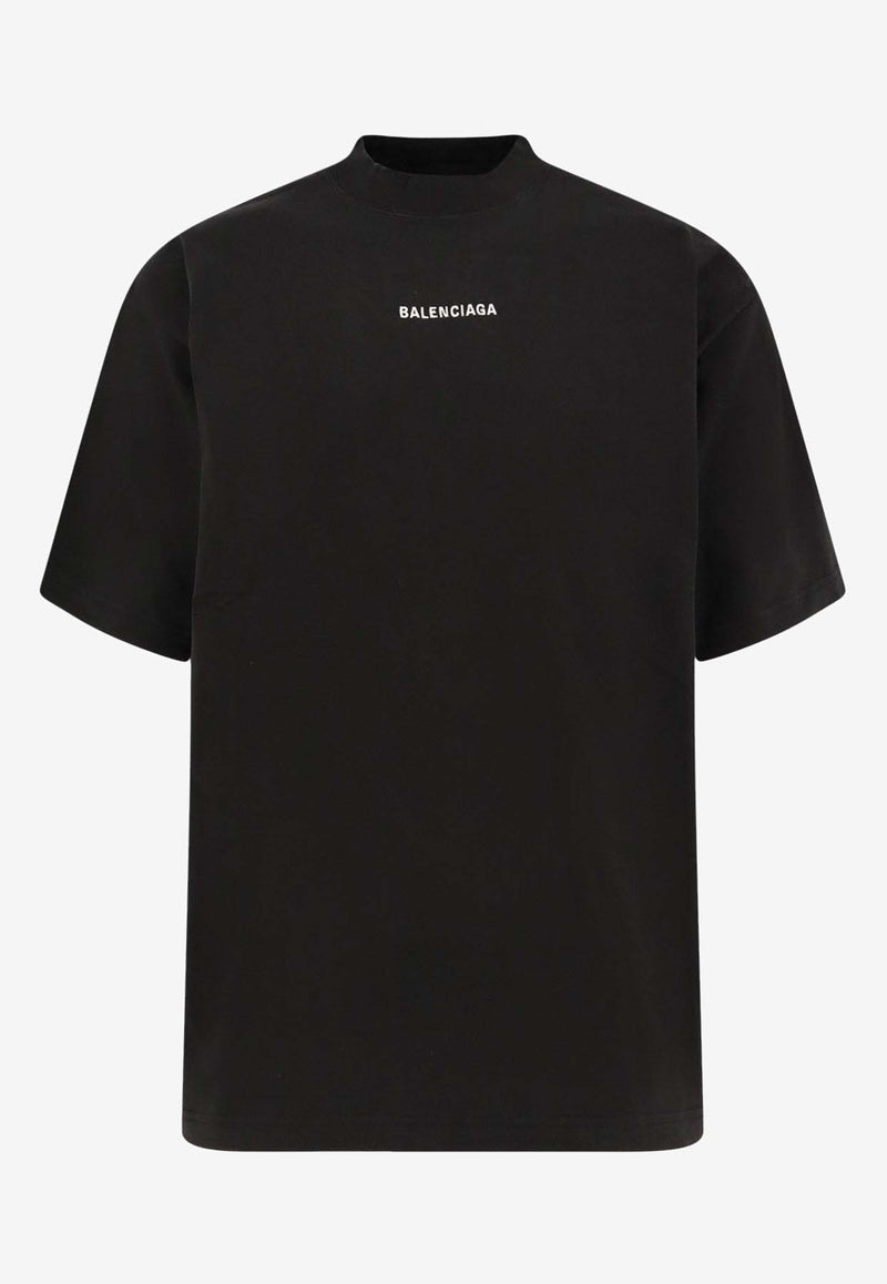 Balenciaga Embroidered Logo T-shirt Black 764235TPVK11569_FADED BLACK/WHITE_29841944