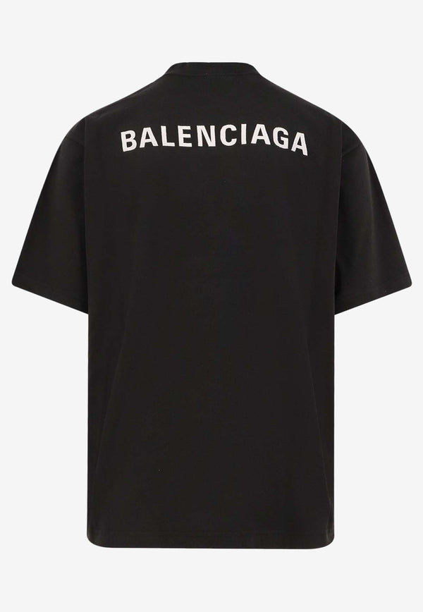 Balenciaga Embroidered Logo T-shirt Black 764235TPVK11569_FADED BLACK/WHITE_29841944
