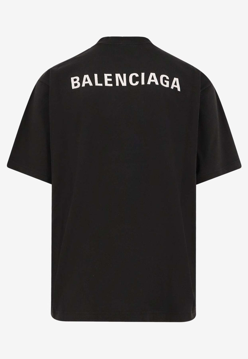 Balenciaga Embroidered Logo T-shirt Black 764235TPVK11569_FADED BLACK/WHITE_29841944