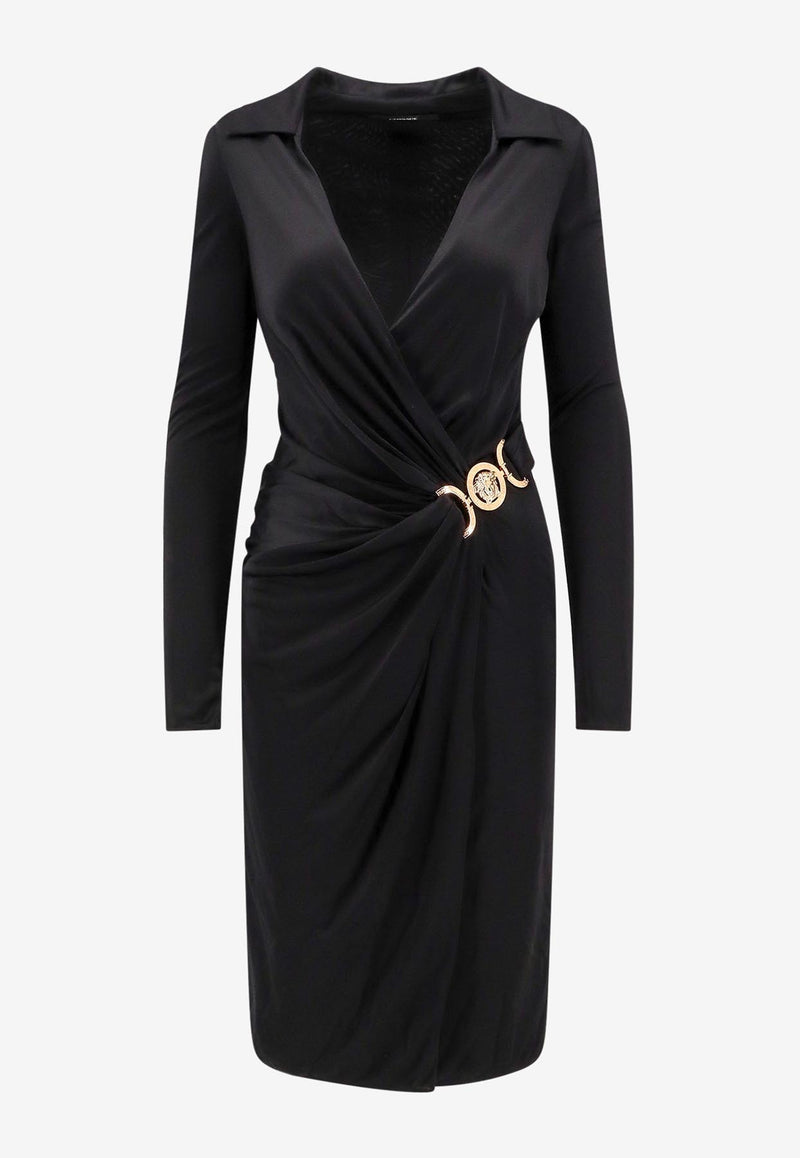 Versace Satin Dress with Safety Pin Black 10164121A10183_1B000_Black_29848756