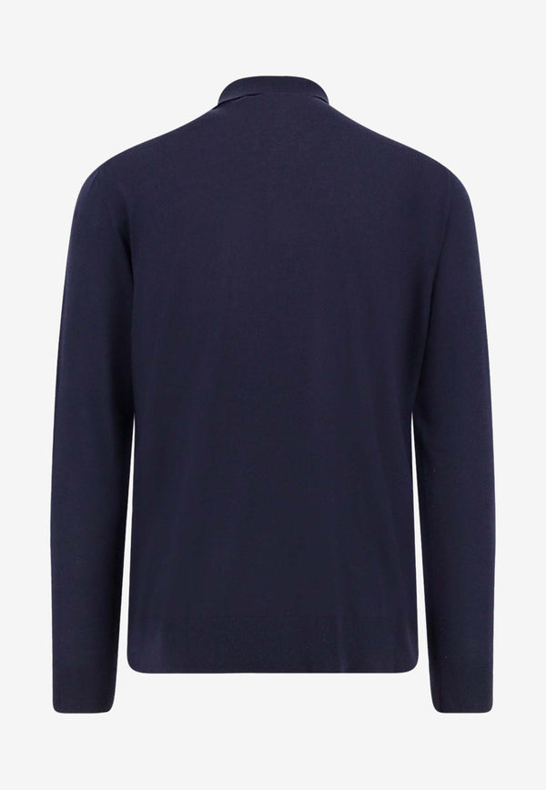 Kiton Ciro Paone Wool Long-Sleeved Polo T-shirt Blue UMK0864K400HBLU_Blue_29843024