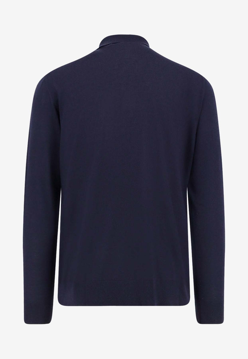 Kiton Ciro Paone Wool Long-Sleeved Polo T-shirt Blue UMK0864K400HBLU_Blue_29843024
