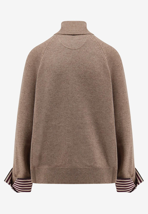 Brunello Cucinelli Monili-Patch Cashmere Sweater Brown M12709803PC077_Brown_29842921