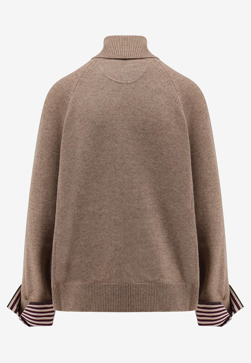 Brunello Cucinelli Monili-Patch Cashmere Sweater Brown M12709803PC077_Brown_29842921