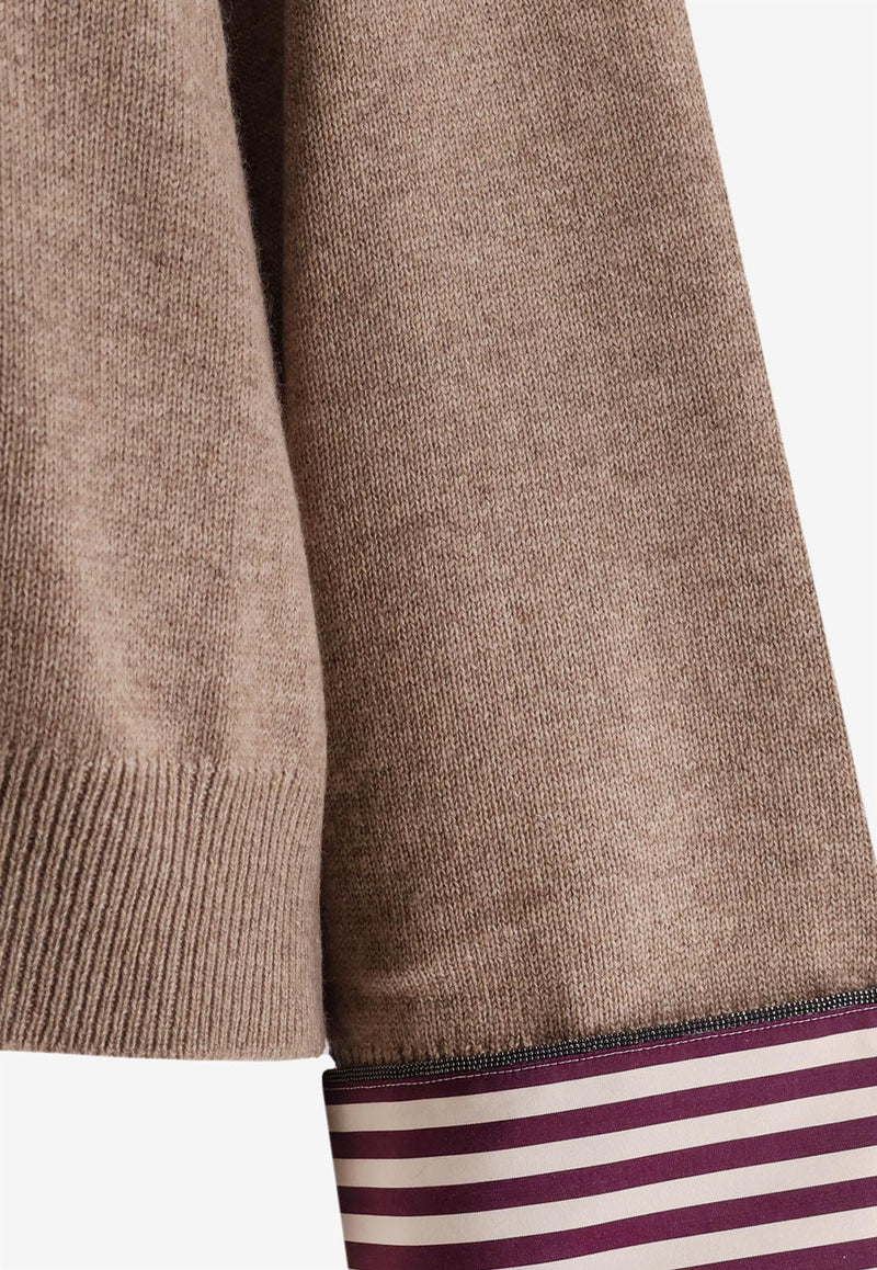 Brunello Cucinelli Monili-Patch Cashmere Sweater Brown M12709803PC077_Brown_29842921