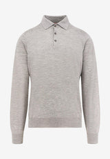 Brunello Cucinelli Long-Sleeved Cashmere Polo T-shirt Gray M2300295C073D_GRIGIO CHIARO PIOMBO_30005249